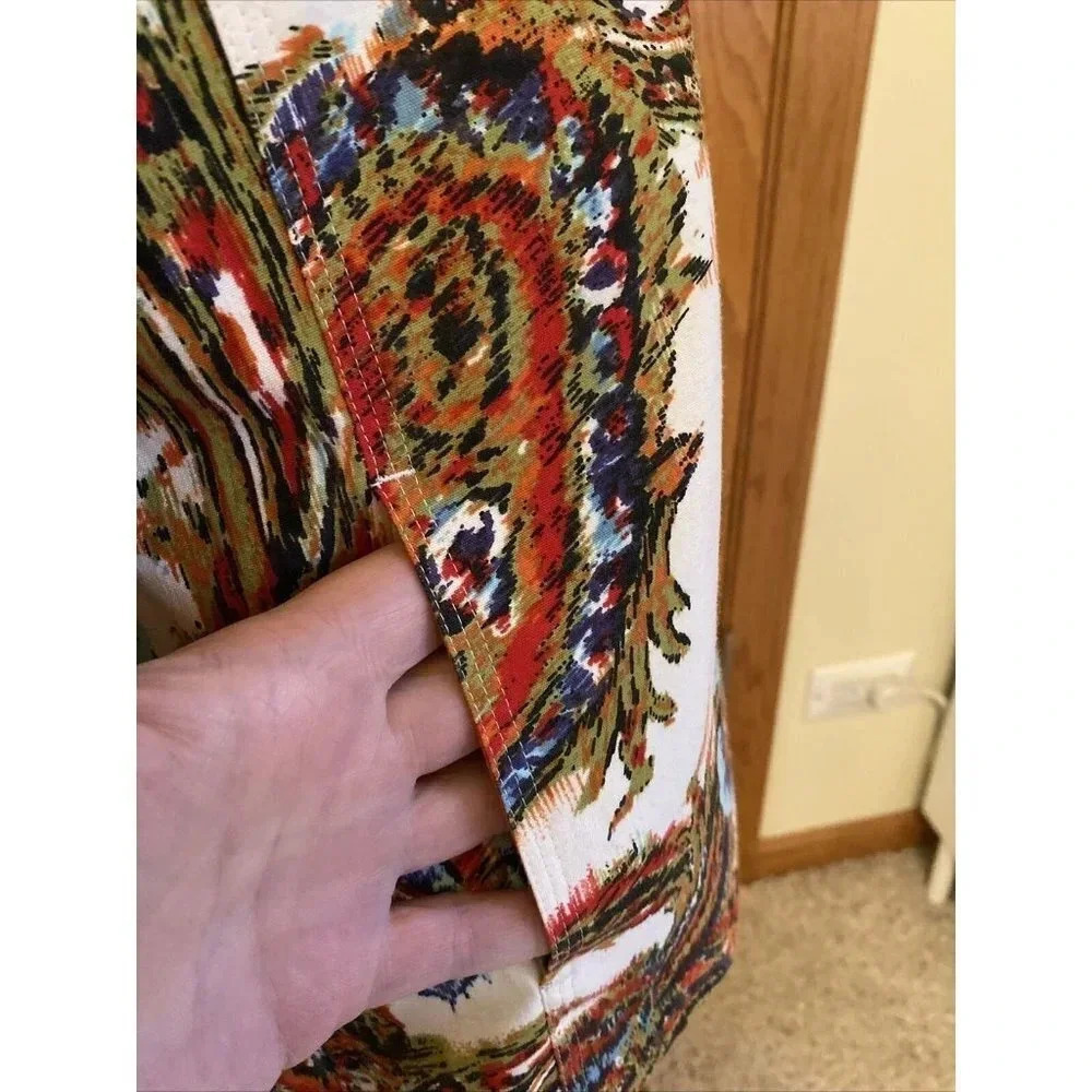 Women's Chico's Sz 1 Blazer Modern Ikat Geometric Print 3/4 Sleeve Paisley - Picture 5 of 9